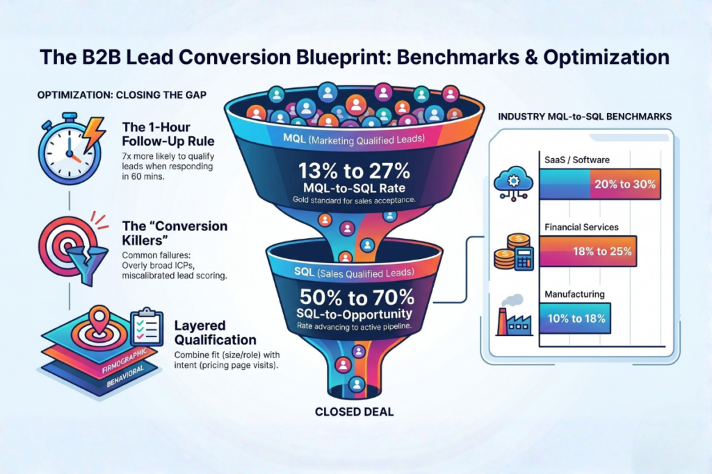 lead conversion rate flow and infographics