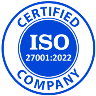 ISO 27001:2022 certified company badge